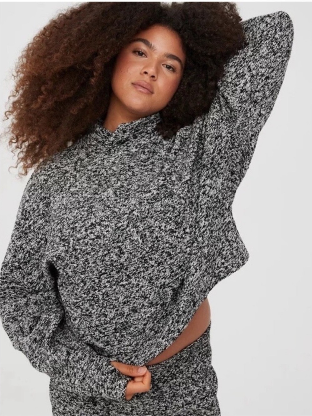 Offline Aerie Snowday Mock Neck Pullover Sweater Womens Size Large Lux Speckle